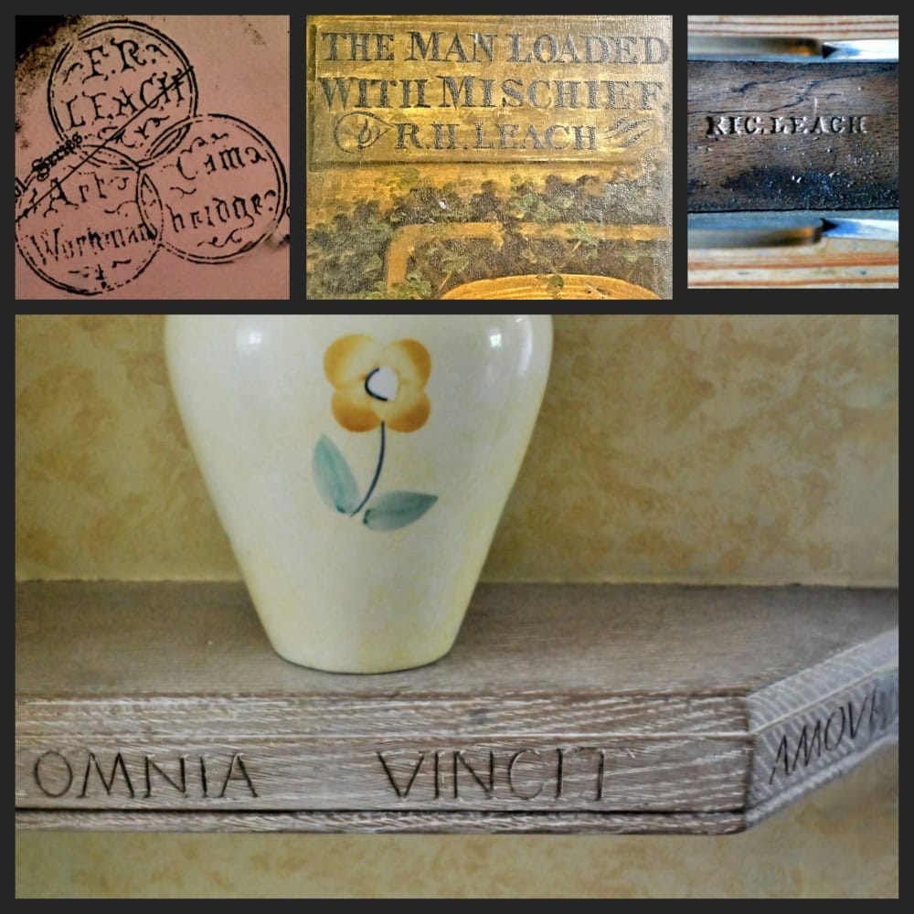 a selection of Leach archive including books, bookplates and vases.